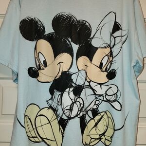Disney Mickey and Minnie Short Sleeve Tee - Light Blue and Black
